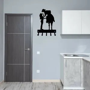 Wall Mounted Hook Up Romantic Couple Key Rack Hanger Metal Pendant Wall Art Home