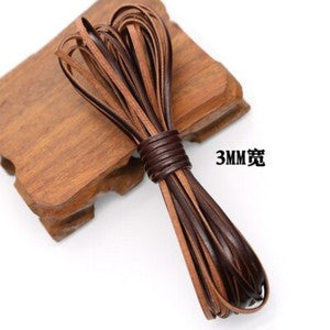 Coffee Genuine Real Leather Flat Cord DIY Crafts Strap Rope String Bracelet Long