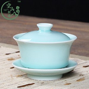 180ml Gaiwan Open Film Cover Bowl Longquan Celadon Kungfu Pot Tea Bowl Tea Cups