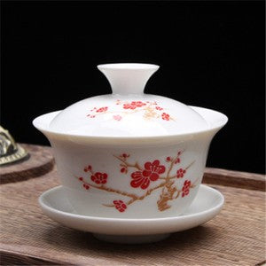 Porcelain Tureen Chinese Kungfu Gaiwan Tea Brewer Bowl Lid Cup Saucer 100ml New