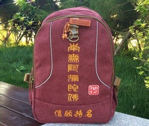 Lay Buddhist Cotton Canvas Bag Shaolin Monk Travel Big Backpack Zen Buddha Bags