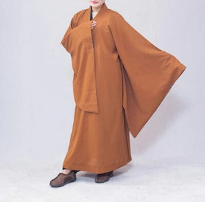 Cotton Shaolin Buddhist Monk Dress Meditation Long Robe Gown Kung Fu Uniform New