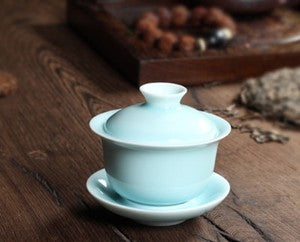Real Longquan Celadon Gaiwan Porcelain Tea Bowl Lid Cup Saucer Covered Bowls New