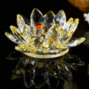 1PC Colorful Crystal Lotus Flower Candle Tea Light Holder Candlestick Deocr