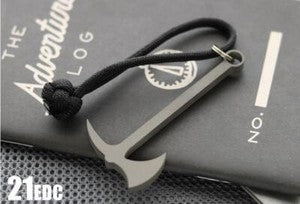 EDC Titanium Multifunctional Crowbar Axe Bottle Opener Keychain Necklace Pendant