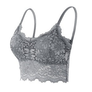 Womens V Neck Lace Bralette Bralet Bra Bustier Crop Top Camisole Cami Vest Tank