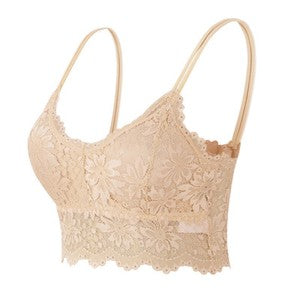 Womens V Neck Lace Bralette Bralet Bra Bustier Crop Top Camisole Cami Vest Tank