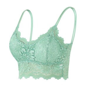 Womens V Neck Lace Bralette Bralet Bra Bustier Crop Top Camisole Cami Vest Tank