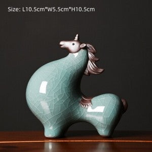 one piece crackle glaze porcelain tea pet horse statue Chinese zodiac Signs new
