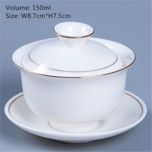 Multi-size Porcelain Gaiwan Chinese Kungfu Tea Set Cup Bowl Creative Cup Saucer