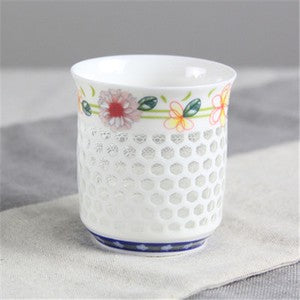 100ml Ceramic Tea Cup Blue White Cup For Coffee/tea Floral Hollow-out Design Cup