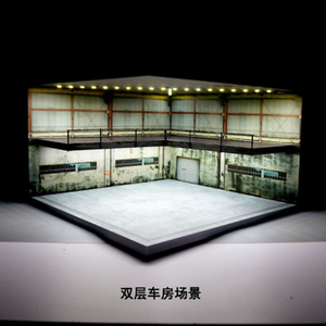 1:64 Scale Car Model Showroom LED Garage Scene Two-level Model Showroom