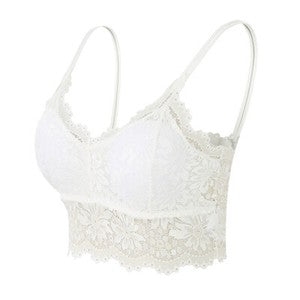 Womens V Neck Lace Bralette Bralet Bra Bustier Crop Top Camisole Cami Vest Tank