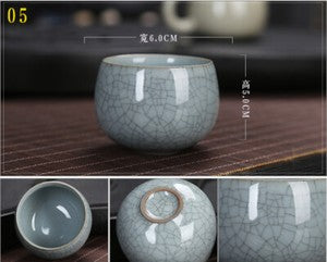Marked Tea Cup Crackle Glaze Brother Kiln Porcelain Cup Longquan Celadon Cup Tea