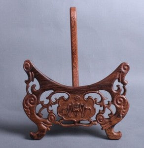 Wenge Wood Wooden Plate Easel Display Holder Stand Round Disk Award Rack