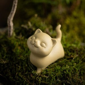 Multi Functional Tea Pet Cat Statue Yixing Zisha Purple Clay Holder for Lid New