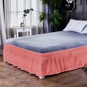 16'' Solid Elastic Bed Skirt Dust Ruffle Pleat Wrap Around Bedding Spread Cover