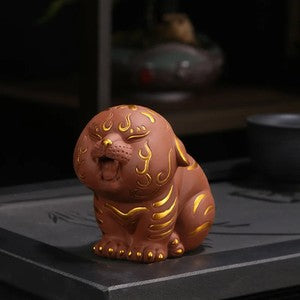 Creative Purple Clay Tiger Tea Pet Figurine Decoration Tiger Handmade Crafts