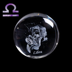 Zodiac Sign Star Crystal Ball Laser Engraved Glass Sphere Crystal 80MM Gift