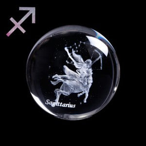 Zodiac Sign Star Crystal Ball Laser Engraved Glass Sphere Crystal 80MM Gift