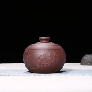 Handmade Tea Canister & Lid Sealed True Yixing Zisha Purple Clay For Loose Tea