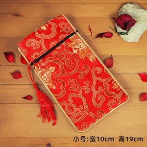 1PC Brocade Zipper Bag Warp Cloth Scripture Bag Jewelry Pouch