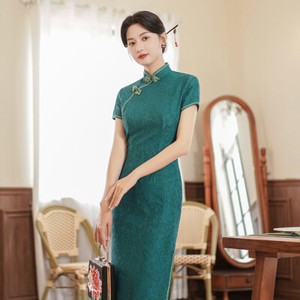 Women Summer Qipao Dress Chinese Traditional Lace Cheongsam Wedding Party Gowns