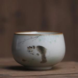 Embersceramic Ceramic Tea Cup Cute Cat Kung Fu Cup 90ml