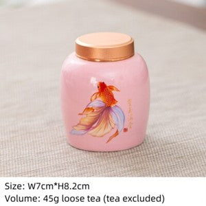 Canister With Lid Sealed Jar For Loose Tea Small Size Porcelain Floral Print New