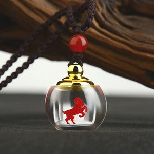 Stainless Steel Chinese zodiac Airtight Container Pendant Necklace Chain Gifts