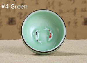 One Cup Ceramic Porcelain Tea Cup Made in China Fish Lotus Design Handmade Cups