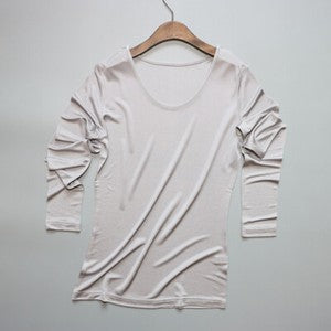 Womens lingerie Mulberry Silk Knitted Round Neck T Shirt Undershirt Long Sleeve