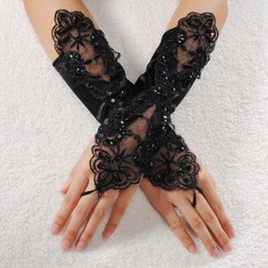 Lace Satin Gloves Thin Long Bride Wedding Party Arm Elbow