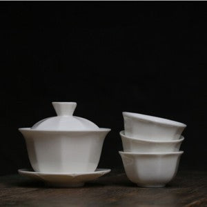 Dehua White China Gaiwan Tureen Tea Cup Bowl Lid Chinese Porcelain Covered Bowl