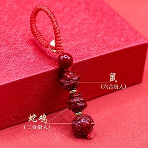 Sanhe Liuhe Taisui Cinnabar Pendant Talisman Pendant Keychain Twelve Zodiac