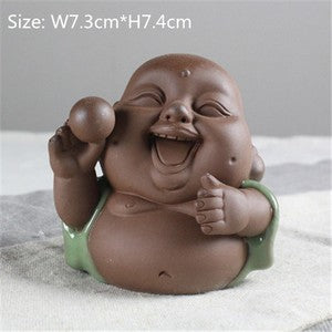 China Novelty Tea Play Statue Pee Doll Smile Buddha Monk Wealth Bring Tea Pet
