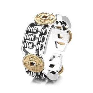 Men's Women's Fashion Lucky Money Coin Ring Adjustable Wishful Thinking Ring
