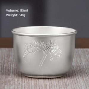 999 Sterling Silver Marked Tea Cup Health Care Chinese Pure Silver Master Cup