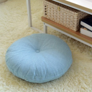 Linen Floor Pillow Seating Cushion with Removable Zippered Cover Thick Round 18"