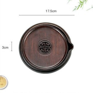 ChinaLuxury Black Ebony Solid Wood Gongfu Tea Tray Small Plate For Single Teapot