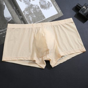 Men's Sexy Ice Silk Transparent Convex Panties Boxer Briefs Underpants Underwear