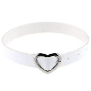 Gothic Punk White Pu Leather Spiked Rivet O-Ring Collar Stud Choker Necklace