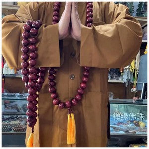 30mm*54pc Beads Natural Wood Buddha Necklace Shaolin Temple Monks Blessing Beads