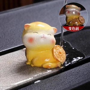 Colorable Tea Pet Cartoon Cat Creative Home Furnishings Tea Play Decoration