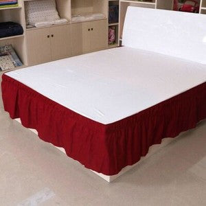 16'' Solid Elastic Bed Skirt Dust Ruffle Pleat Wrap Around Bedding Spread Cover