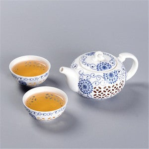 Porcelain Tea Set China Cellular Design Ceramic Tea Pot Gaiwan Cups Tea Filters