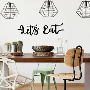 2 Pieces Let's Eat Metal Sign, Rustic Black Cutout Eat Kitchen Decor