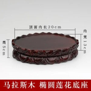 Guanyin Maitreya Lotus Oval Buddha Statue Vase Bonsai Home Decor Solid Wood Base