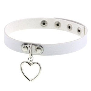 Gothic Punk White Pu Leather Spiked Rivet O-Ring Collar Stud Choker Necklace