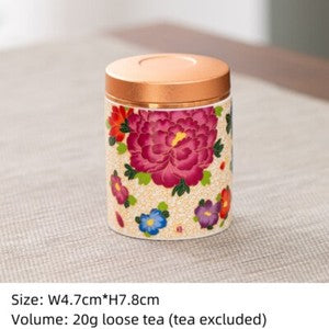 Canister With Lid Sealed Jar For Loose Tea Small Size Porcelain Floral Print New